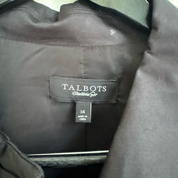 Talbots Women’s Black Cotton Blend Ruched Trim Raffled Lined Pockets Jacket 14 - Picture 5 of 5